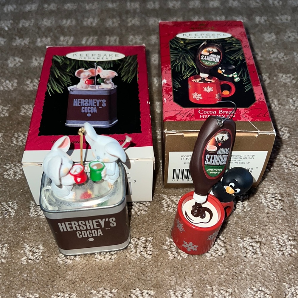 Vintage Hallmark Keepsake Hersheys Cocoa Ornament Bundle